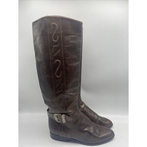 Charles David Riding Boots Womens 6AA Leather Tall Equestrian Made‎ in Italy